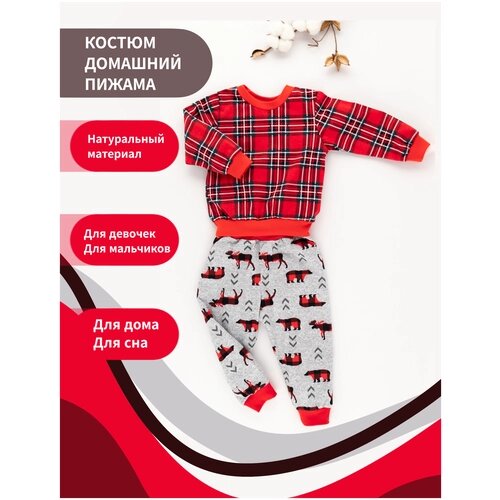 Комплект для малыша / пижама детская теплая для мальчика / костюм домашний для девочки Снолики, Лоси р-р 86