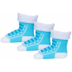 Комплект из 3 пар детских махровых носков Альтаир голубые, размер 14