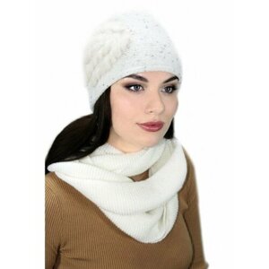 Комплект Lemmex Комплект "Адельмия" шапка+шарф, размер 55-56, белый