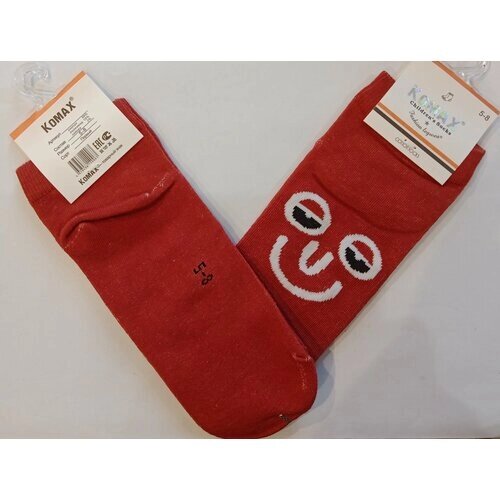 Комплект носочков для детей Komax (5-8 лет) с принтом "Смайл"красный