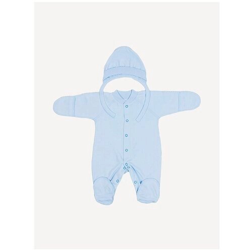 Комплект одежды Клякса детский, чепчик и комбинезон, повседневный стиль, размер 62, голубой