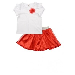 Комплект одежды Mini Maxi, повседневный стиль, размер 110, красный, белый