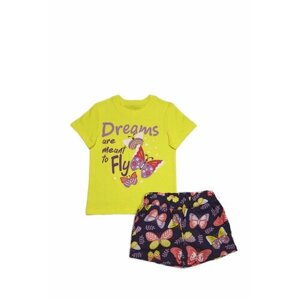 Комплект одежды Светлячок-С для девочек, футболка и шорты, повседневный стиль, размер 80-86, желтый
