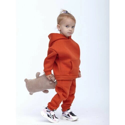 Костюм детский, худи и брюки, размер 122, оранжевый
