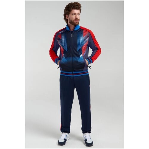 Костюм FORWARD, олимпийка и брюки, силуэт прямой, карманы, подкладка, размер 2XL, синий, красный