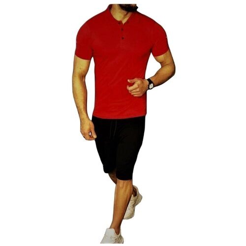 Костюм , футболка и шорты, силуэт полуприлегающий, размер 56, бордовый
