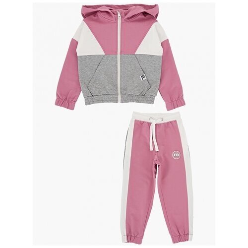 Костюм Mini Maxi для девочек, толстовка и брюки, размер 98, розовый, серый