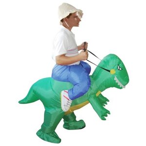 Костюм надувной маскарадный Наездник на динозавре (зеленый)