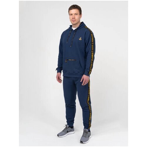 Костюм Великоросс, олимпийка, худи и брюки, силуэт прямой, размер 40, синий
