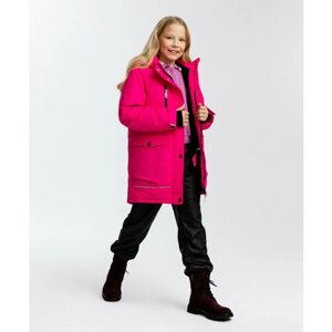 Куртка Button Blue, демисезон/зима, удлиненная, размер 158, розовый