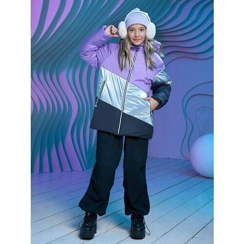 Куртка Шалуны зимняя, средней длины, размер 36, 140, фиолетовый