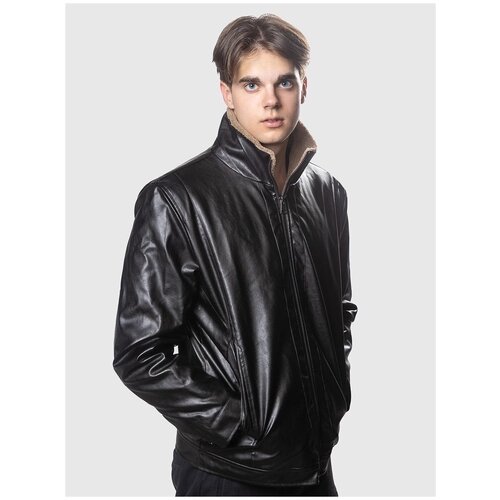 Мужская кожаная куртка "Адмирал", цвет черный, размер М