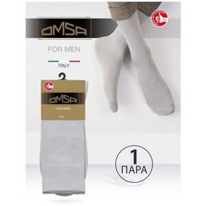 Мужские носки Omsa, 1 пара, высокие, размер 45-47, серый