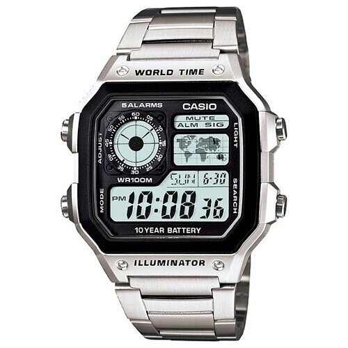 Наручные часы CASIO AE-1200WHD-1A, черный, серебряный