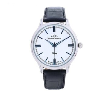 Наручные часы Mikhail Moskvin Classic Часы наручные мужские Михаил Москвин, белый циферблат, чёрный ремешок, 1067A1L1-1, белый