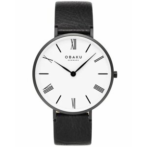 Наручные часы OBAKU Мужские наручные часы Obaku Leather V283GXBWRB-DIB с гарантией, белый, черный