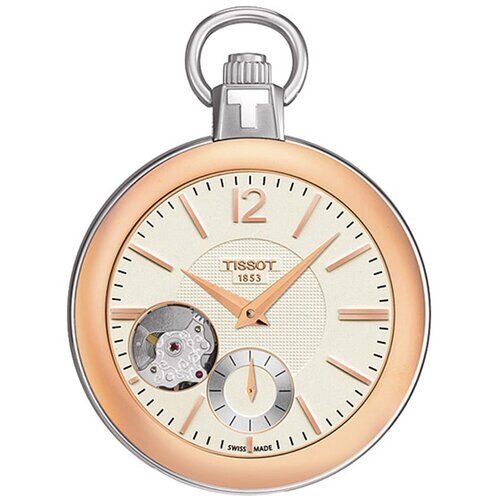 Наручные часы TISSOT Швейцарские механические часы Tissot T-Pocket Mechanical T853.405.29.267.01 с гарантией, серебряный, бежевый
