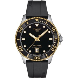 Наручные часы TISSOT Швейцарские мужские часы Tissot Seastar 1000 T120.410.27.051.00 (T1204102705100), золотой, серебряный