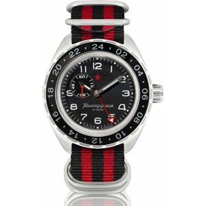 Наручные часы Восток Командирские Наручные механические часы с автоподзаводом Восток Командирские 02019А black red, красный