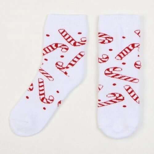 Носки Kaftan для девочек, махровые, размер 29/31, белый, красный