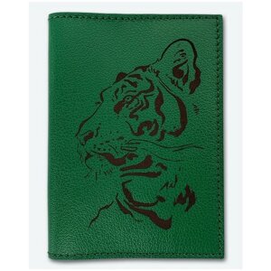 Обложка KAZA, натуральная кожа, отделение для паспорта, подарочная упаковка, зеленый