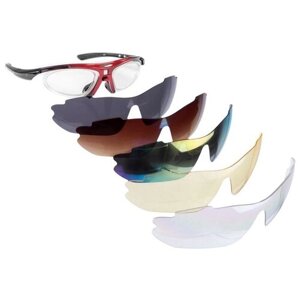 Очки спортивные солнцезащитные с 5 сменными линзами в чехле, Bradex (красные, SF 0154)