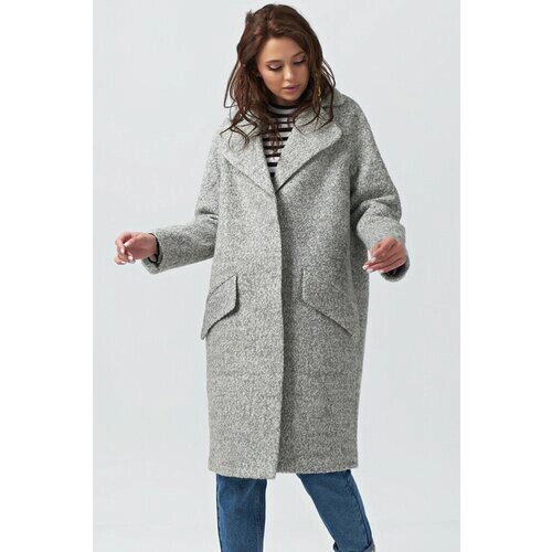 Пальто-кокон FLY демисезонное, оверсайз, удлиненное, размер 44, серый
