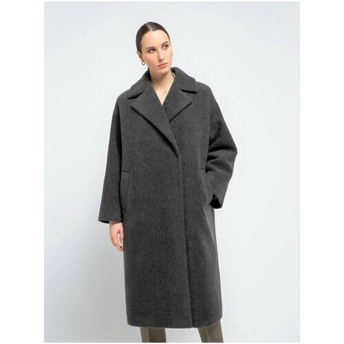 Пальто-кокон Pompa зимнее, силуэт прямой, удлиненное, размер 48/170, серый