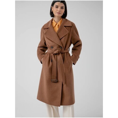 Пальто Pompa демисезонное, шерсть, силуэт прямой, средней длины, размер 46/170, бежевый