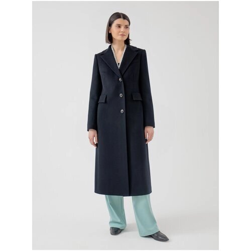 Пальто Pompa демисезонное, шерсть, силуэт прямой, удлиненное, размер 40/170, синий