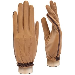 Перчатки ELEGANZZA, натуральная кожа, подкладка, размер 6.5(XS), коричневый