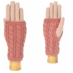 Перчатки FABRETTI, демисезон/зима, шерсть, утепленные, бахрома, размер 7, розовый