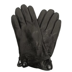 Перчатки мужские из натуральной кожи с подкладкой из шерсти, черные, размер 12,5