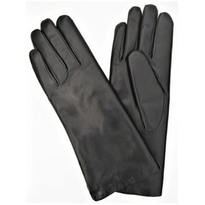 Перчатки женские кожаные зимние на меховой подкладке ESTEGLA, размер 7, чёрные.