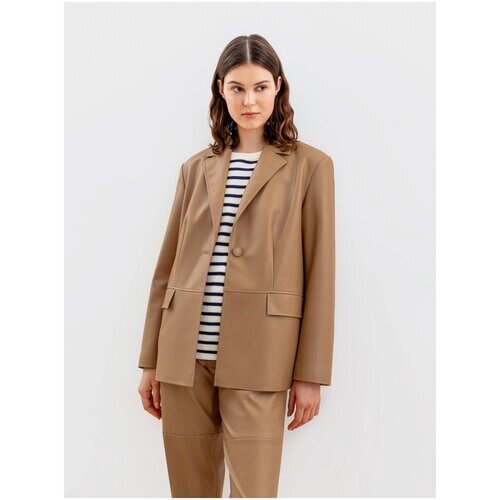 Пиджак Pompa, средней длины, силуэт прямой, размер 50, коричневый