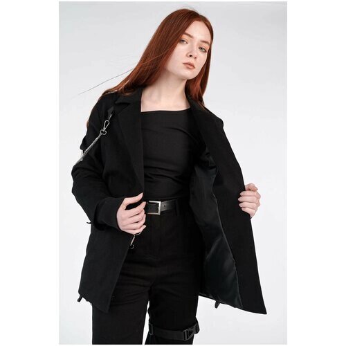 Пиджак SKVO, удлиненный, силуэт свободный, размер XL, черный