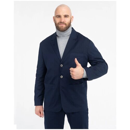 Пиджак Великоросс, силуэт прямой, однобортный, размер 52, синий