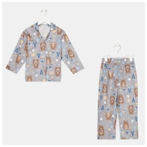 Пижама детская (рубашка, брюки) KAFTAN "Мишки", р. 122-128, бежевый 7522196