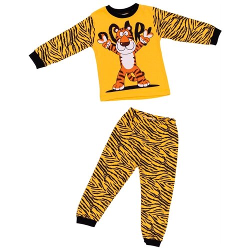 Пижама для мальчика со штанами (Тигра), цвет желтый / домашняя одежда, костюм для детей и подростков, размер 80