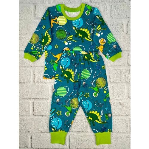 Пижама ПАНДА дети, размер 104, зеленый, синий
