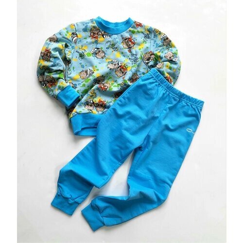 Пижама , размер 134, голубой