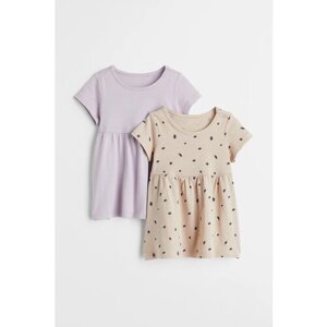 Платье H&M, комплект, размер 86, фиолетовый, бежевый