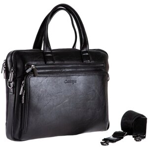 Портфель CATIROYA / черный кожаный портфель / формат а4 мужской / сумка мужская через плечо а4 / сумка кожаная классика