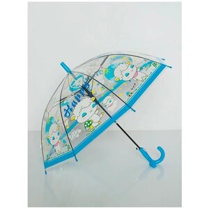 Прозрачный детский зонт-трость Rain-Proof umbrella полуавтомат 2005A/зеленый