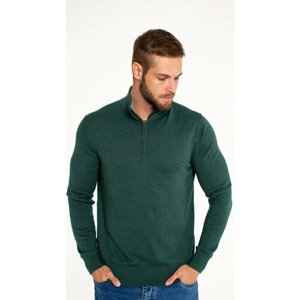 Пуловер , длинный рукав, силуэт прилегающий, средней длины, вязаный, трикотажный, размер 3XL, зеленый