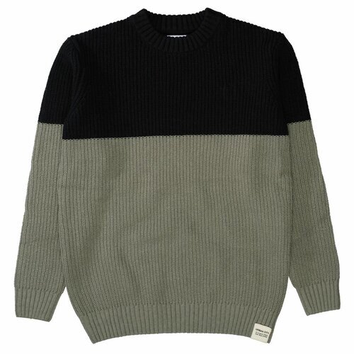 Пуловер Staccato, длинный рукав, средней длины, без капюшона, без карманов, трикотажный, размер 164, зеленый, черный
