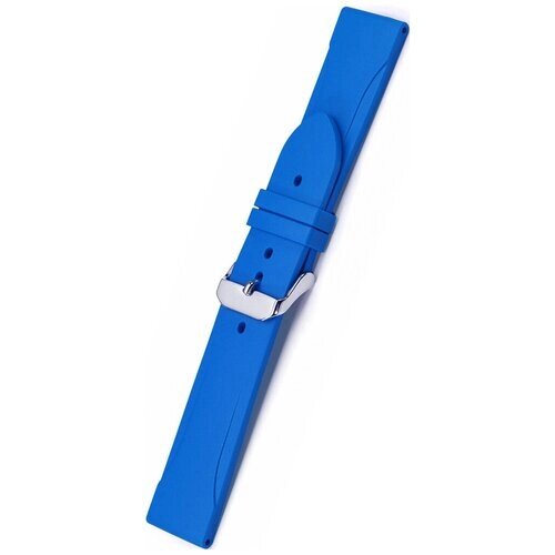Ремешок Bonetto Cinturini, каучук, гладкая, матовая, тиснение фактура, застежка пряжка, водонепроницаемый, размер 22/20 M, синий