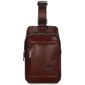 Рюкзак барсетка Znixs, натуральная кожа, внутренний карман, коричневый