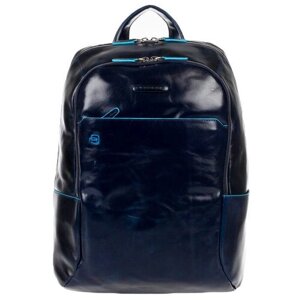 Рюкзак колье PIQUADRO, натуральная кожа, отделение для ноутбука, вмещает А4, внутренний карман, синий