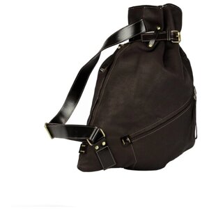 Рюкзак торба BUFALO, натуральная кожа, внутренний карман, коричневый